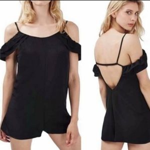 Topshop Black Short Off Shoulder Romper